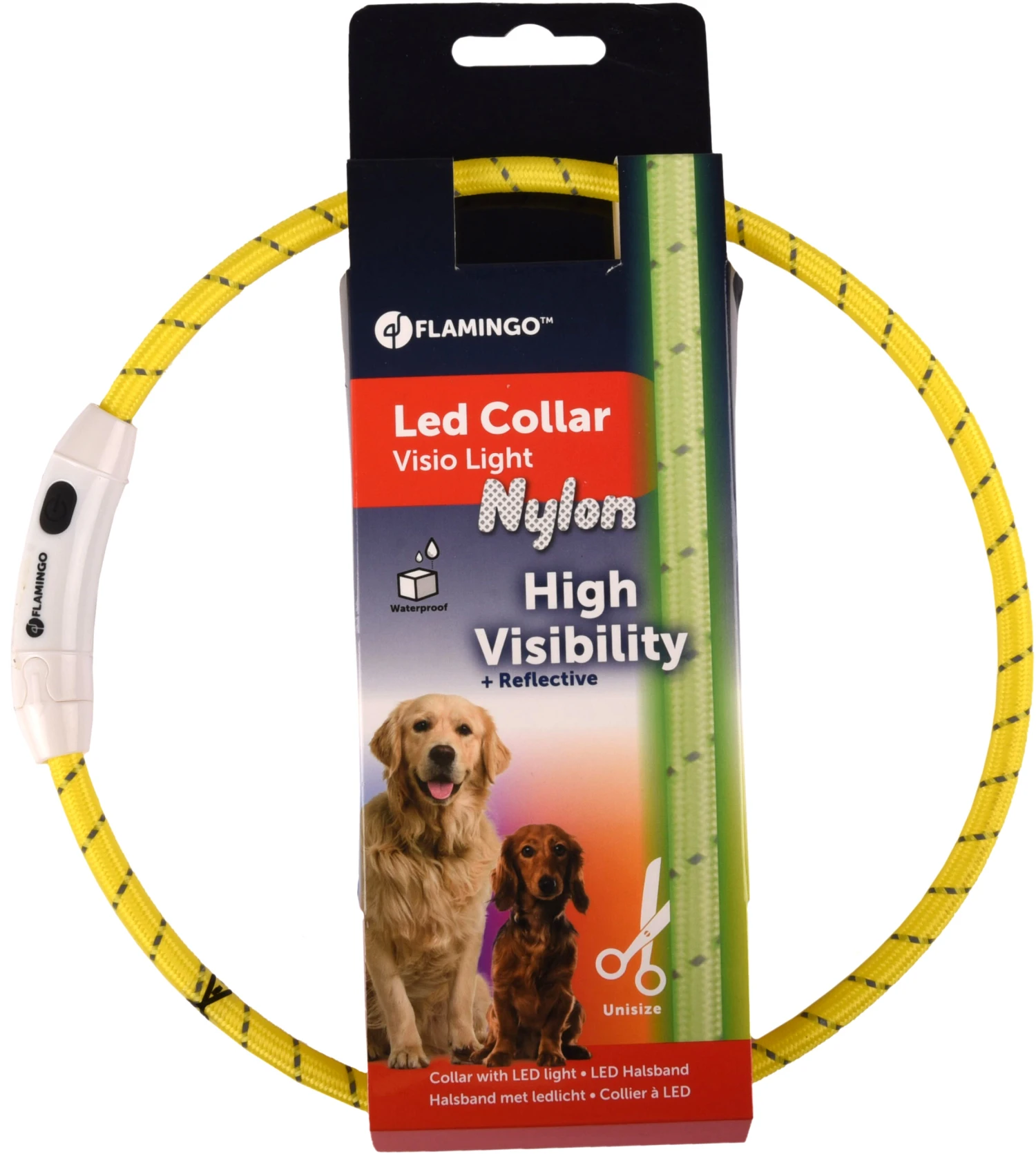 Flamingo Collier Led Visio Light Nylon Réfléchissant Jaune 33-63,5cm 8mm – Image 2