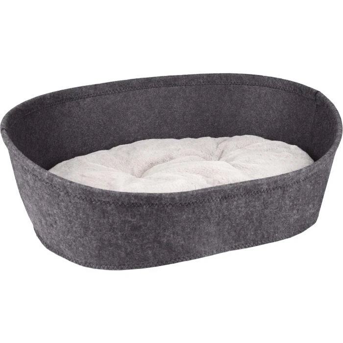 Flamingo Panier Xepp Feutre Oval Gris Foncé + Coussin Gris Clair 68x47x23cm
