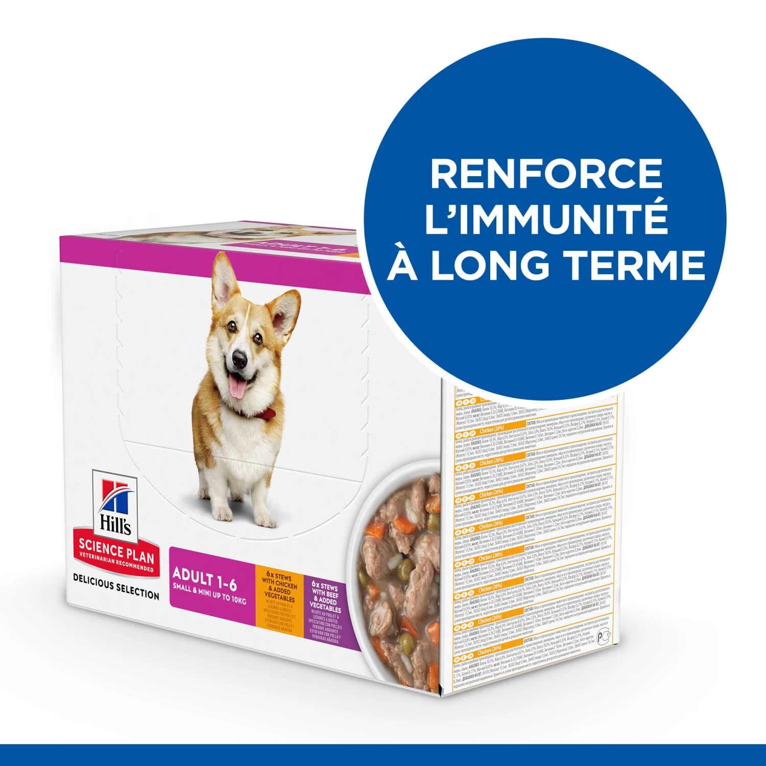 HILL'S SCIENCE PLAN HEALTHY CUISINE MIJOTÉS POUR CHIEN ADULTE SMALL & MINI AU POULET ET AU BŒUF 12X80G – Image 4
