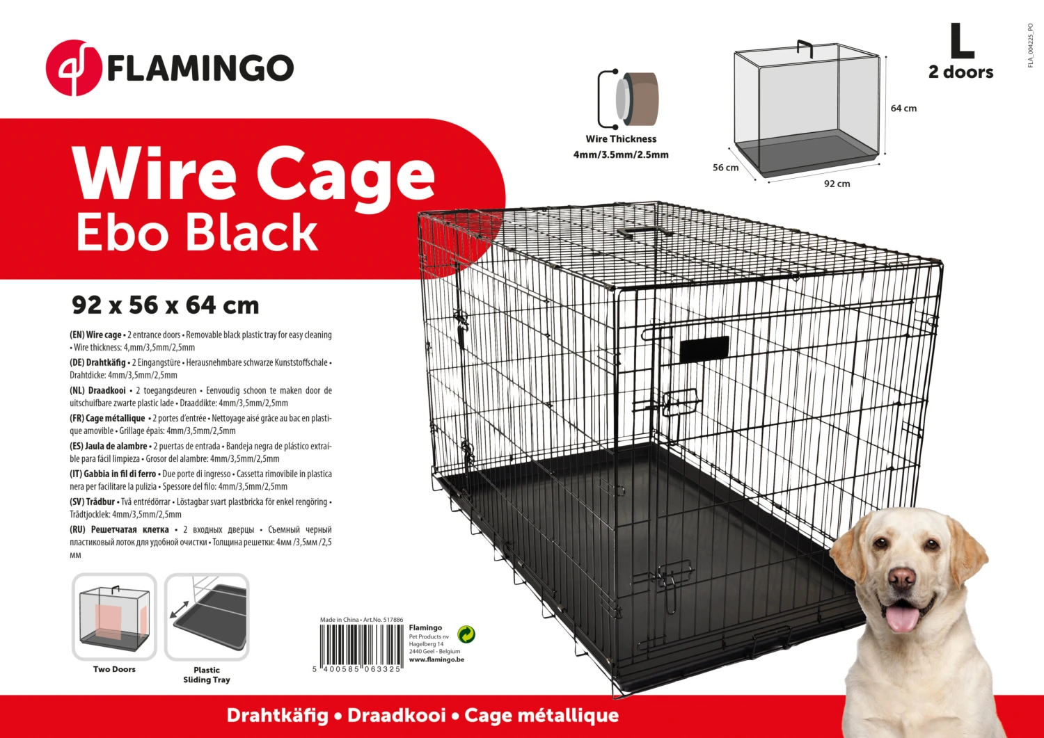 Flamingo Cage Pour Chien Ebo Noir L 92x56x64cm – Image 2